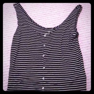 Soft striped button up crop top
